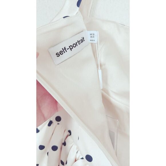 Self-Portrait Polka Dot Satin Mini Dress in Cream UK12/US8 - Picture 11 of 11
